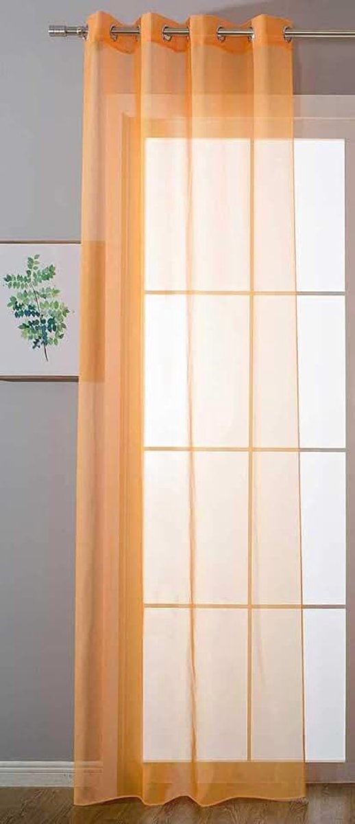Transparant »Uni« gordijn H x B 175 x 140 cm oranje gordijnen ogen loodband sluiting woonkamer, 20332-cn