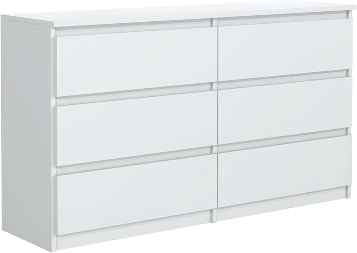 Meble masztalerz Ladekast 100 cm, 6 Lades, Wit | Opbergkast voor de Woonkamer 100x78,5x39 cm, Kasten Slaapkamer, Cabinet voor de Hal