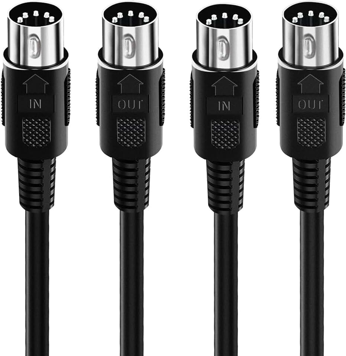 2-pack MIDI-kabel 5-pins DIN audiokabel voor toetsenbordsynthesizer, sampler, elektronische piano, MIDI-toetsenborden, effectenprocessor, drummachine (3 m)
