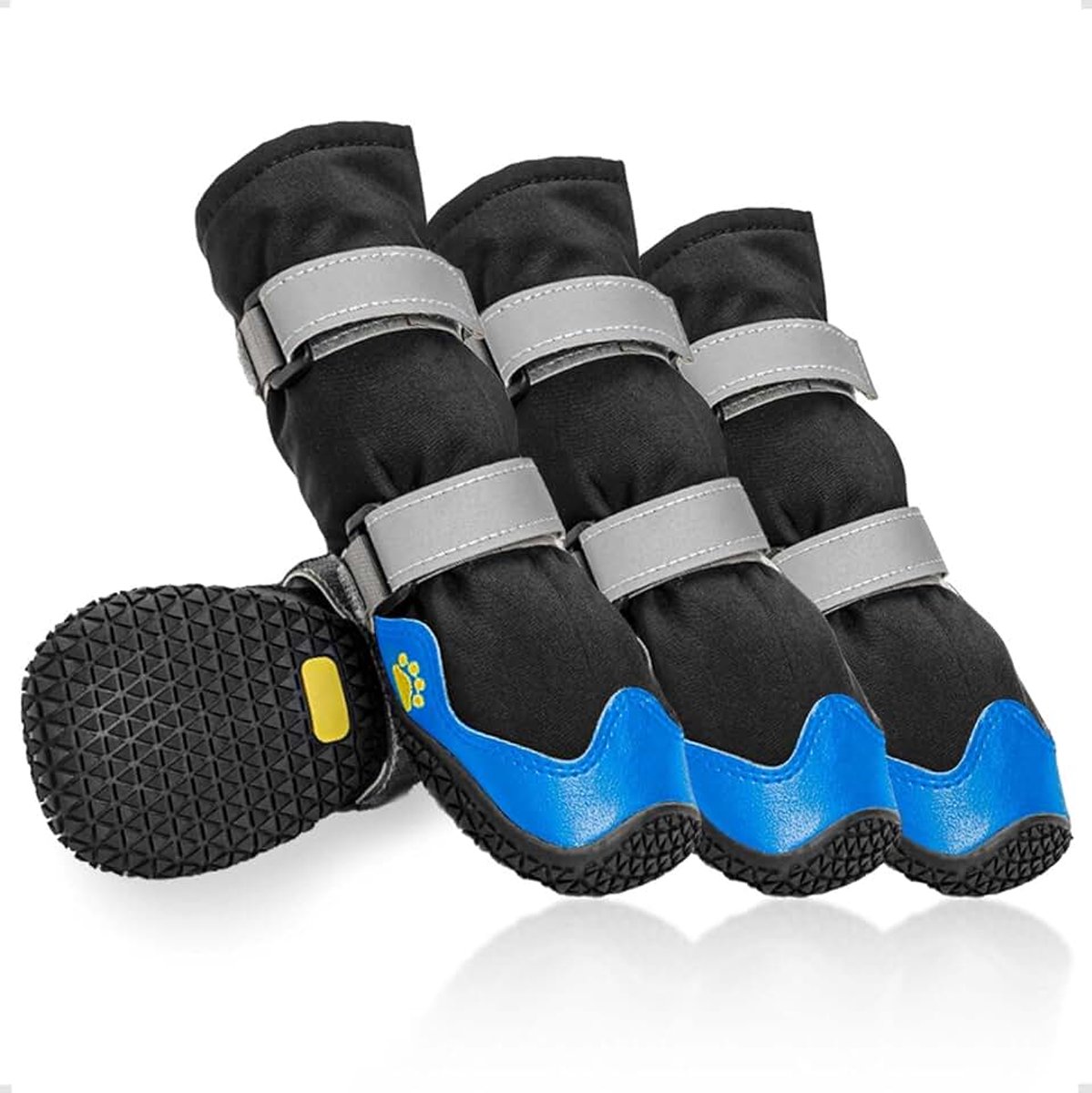 Schoenen met reflecterende bandjes, hoge waterdichte hondenlaarzen, antislip, slijtvaste rubberen zool, hondenpootbeschermer voor kleine, middelgrote en grote honden (XL, blauw)