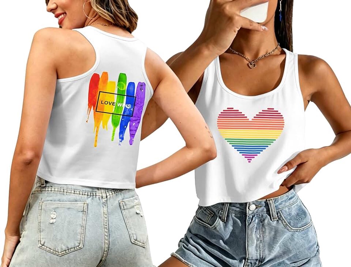 Pride Tank Top Dames LGBT Regenboog Love Crop Tanktops Zomer Gay Pride Month Tops