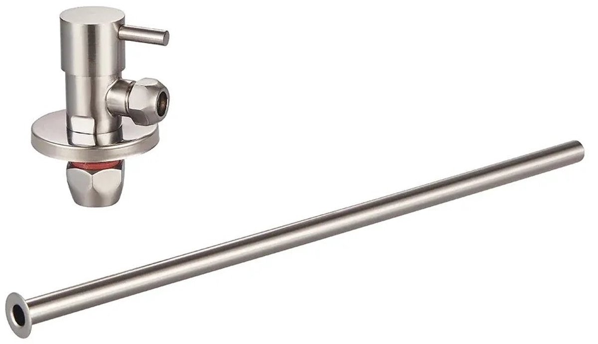 DutchLine - Luxe Fonteinkraan aansluitset (stopkraan) 1/2×3/8 – Geborsteld staal