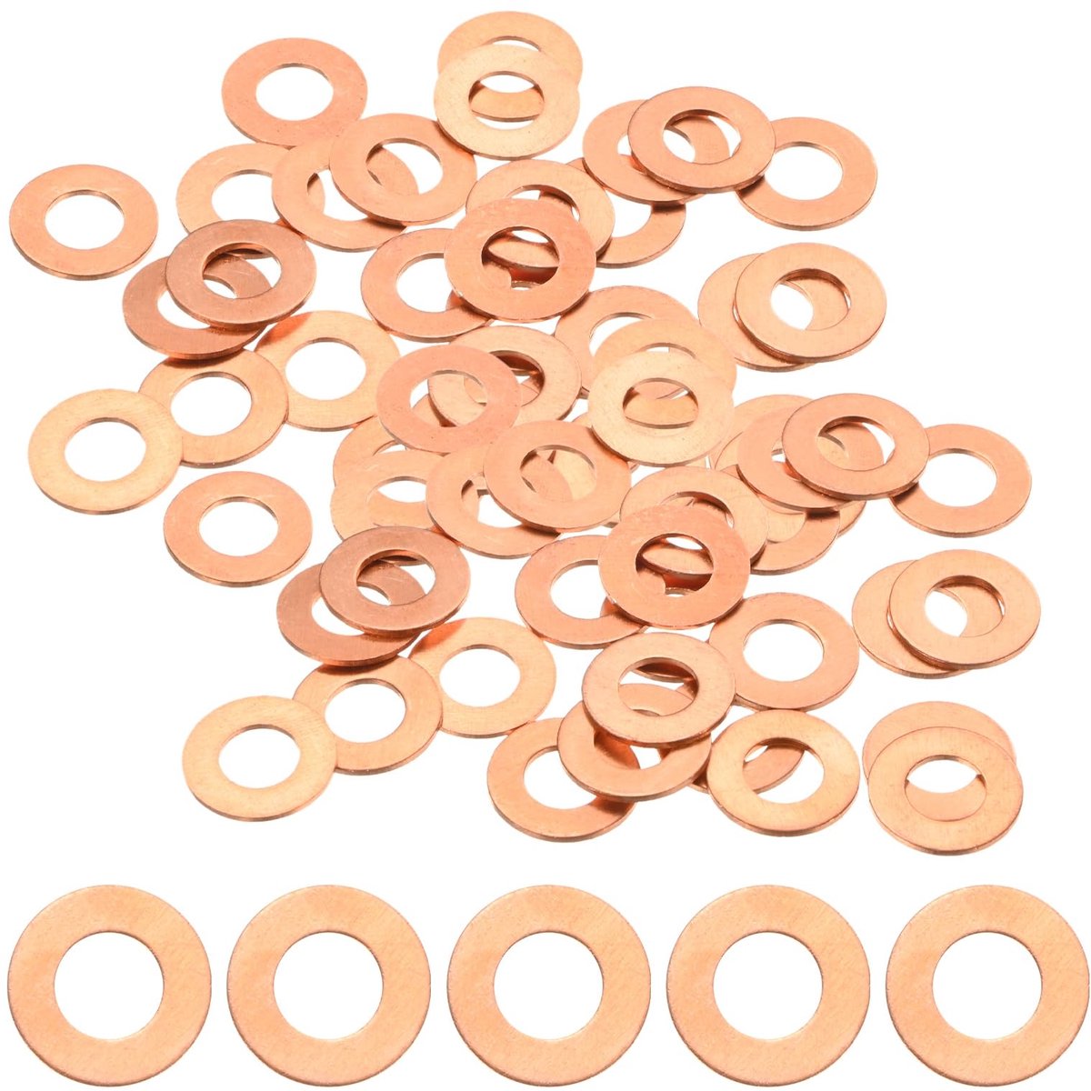 METERXITY 60 stuks sluitringen van koper, metrisch M8 x 16 x 1 mm, koperen afdichtringen voor bouten, moeren voor auto/mechanic/hydrauliek, platte ring van metaal