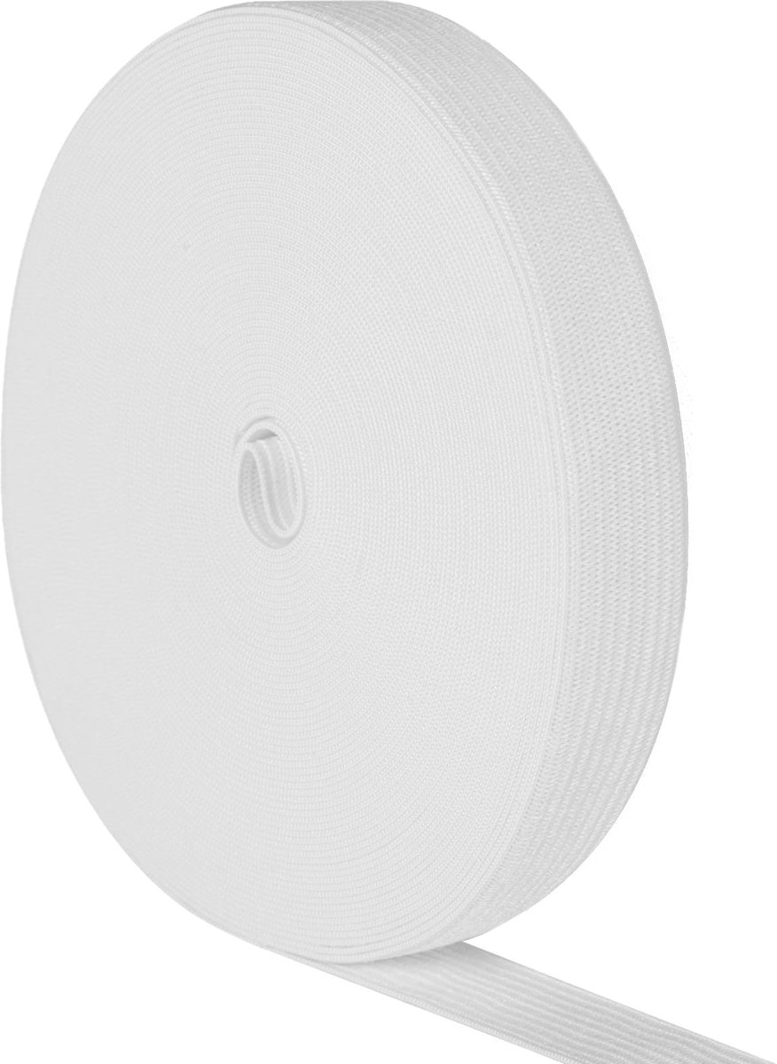 Elastieken elastiek, 1 cm breed, elastiek, broekelastiek, brede elastische band, elastiek om te naaien, elastiek voor broekband, doe-het-zelf handwerk, 5 m, wit