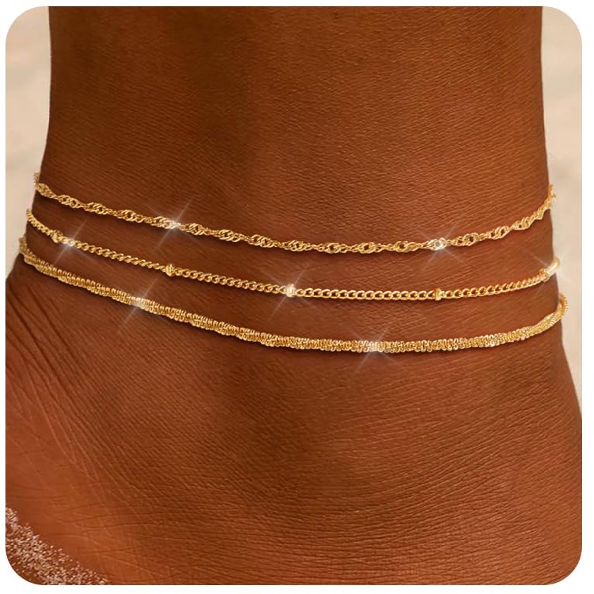 Enkelkettingen Voor Vrouwen – 925 Zilver Gelaagde Enkelbandjes Met Hartje, Tennis Cz Hanger, Verstelbaar Stapelbaar Waterdicht Handgemaakt Zomer Strand Sieraden Set Cadeau‌
