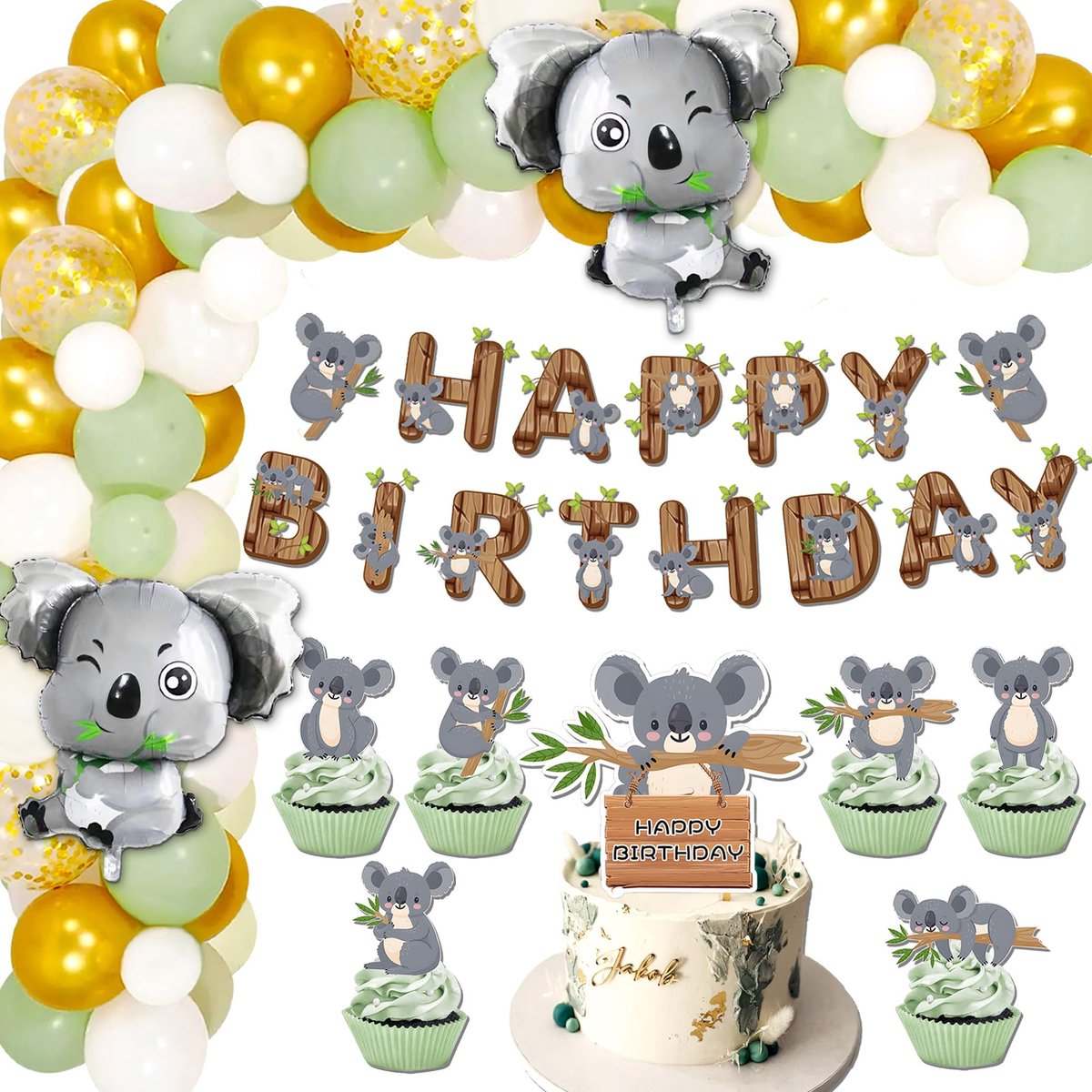 verjaardagsdecoraties Koala ballon verjaardagsbanner