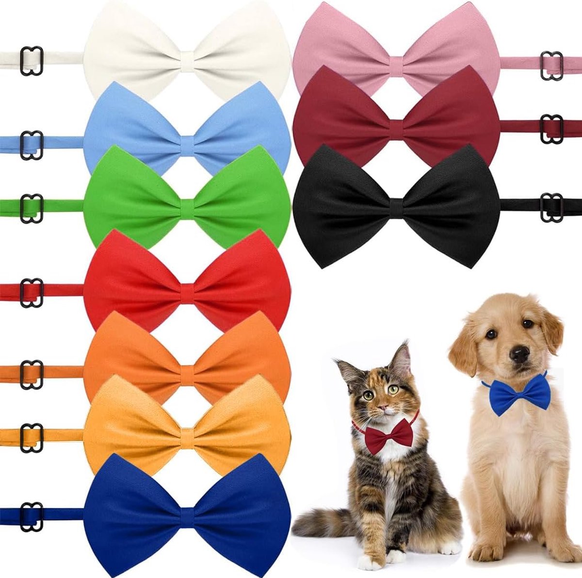 10 stuks hondenhalsbanden met vlinderdas in 10 kleuren - klassieke, zachte en verstelbare halsbanden voor kleine en middelgrote honden en katten.