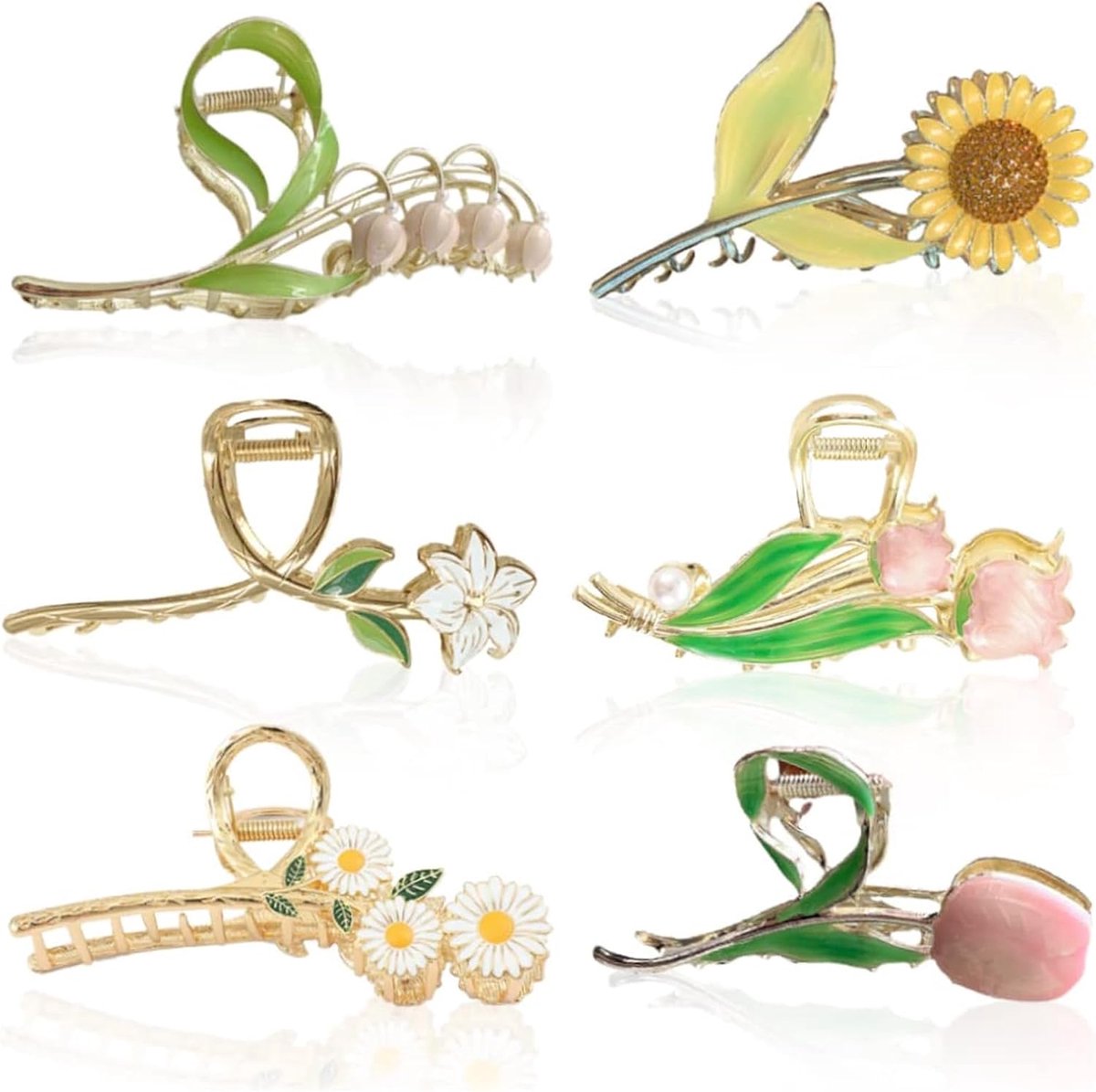 Haarspelden Kraeoke staart haarclip tarwe haarklem Tulp achterhoofdclip grote bloem haarspeld (combinatie 1)