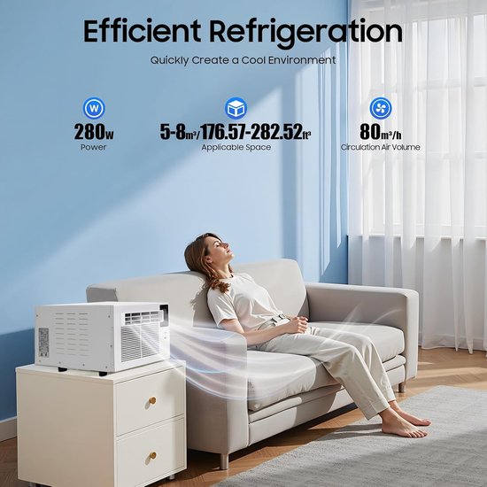 Draagbare Mini Airco met Afstandsbediening - Stil en Energiezuinig voor Kleine Ruimtes (tot 8m³) — afbeelding 3