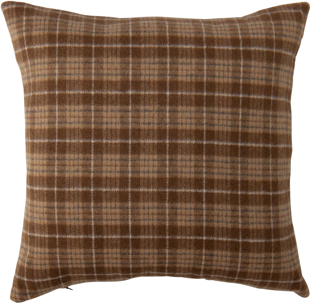 J-Line Kussen met ruitmotief - polyester - camel/bruin