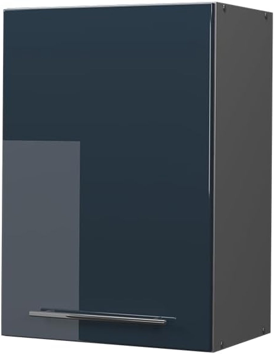 Hangkast Keuken - Muurkast Keuken - Keuken Organiseren - Soft-close scharnieren - 50 cm Breed - Donkerblauw Hoogglans