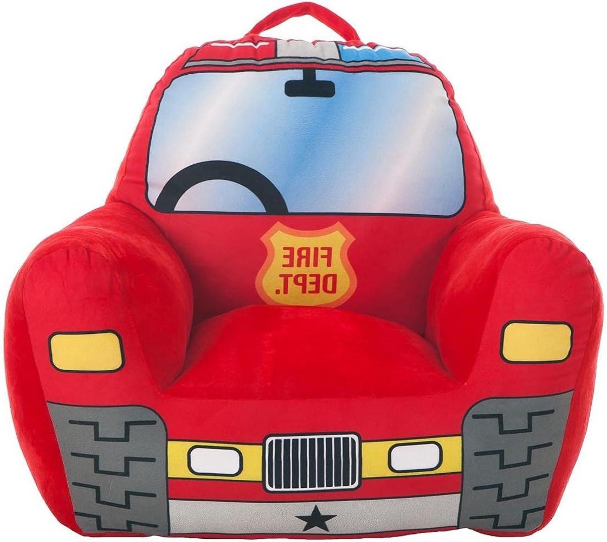 Kinderstoel - Leeshoek stoel - Spelen en rusten - Brandweerwagen ontwerp - 52 x 48 x 51 cm - Rood