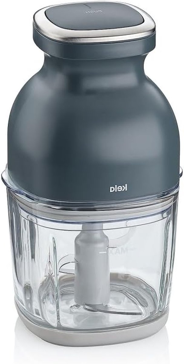 Elektrische hakmolen - Keukenmachine - Snel ingrediënten snijden - Glazen container - 0.8 liter - Donkergrijs