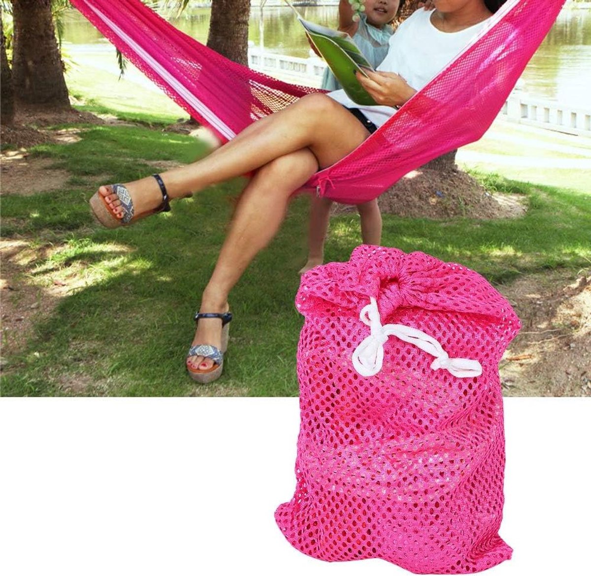 Hangmat van Gaasdoek - Draagbare Hangmat - Buiten Ontspannen - Ademend Mesh Materiaal - 200 x 120 cm - null