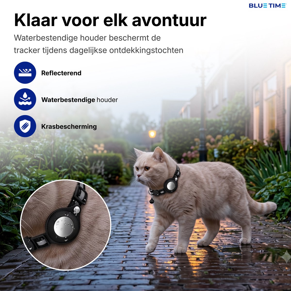 BlueTime® Kattenhalsband - Katten Bandje met Tracker - Halsband Incl. GPS Tag voor Apple Find My - Verstelbaar met Veiligheidssluiting en Belletje - voor Kat & Kitten - Zonder Abonnement - Air Cat Collar - Zwart thumbnail 3