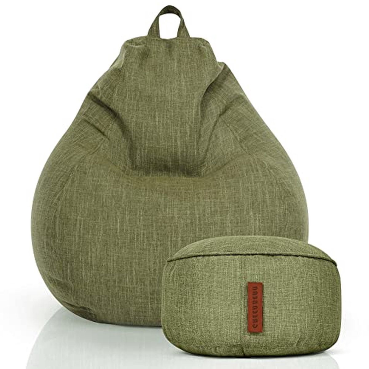Zitzak Kruk Set - Voetenbank Poef - Comfortabel Relaxen - EPS Parels Vulling - XXL 100x120cm - Groen