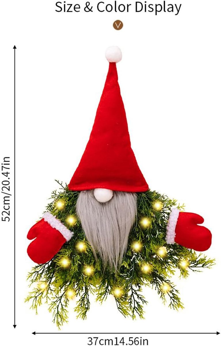 Kerstkrans met LED - Adventskrans Decoratieve Krans - Feestelijke Decoratie - Realistische Kunsttakken - 76 x 243 x 76 cm – foto 7