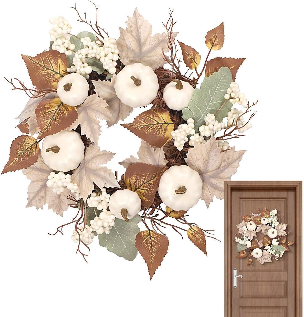 Deurkrans met Pompoen - Wandguirlande Herfst - Huis Decoreren - Artistieke 3D-stijl - 30 cm - Enkel kenmerk