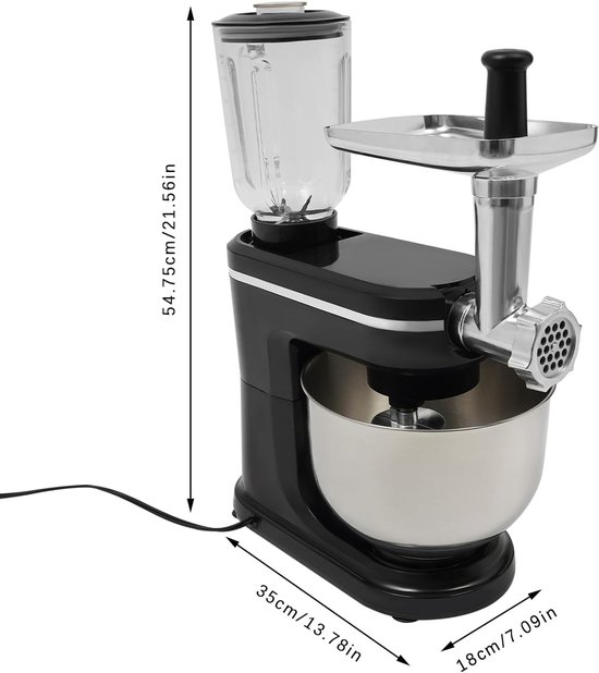 Keukenmachine - Mixer - Bakken en Koken - 3-in-1 Multifunctioneel - 6 Liter Kom - Zwart — afbeelding 4