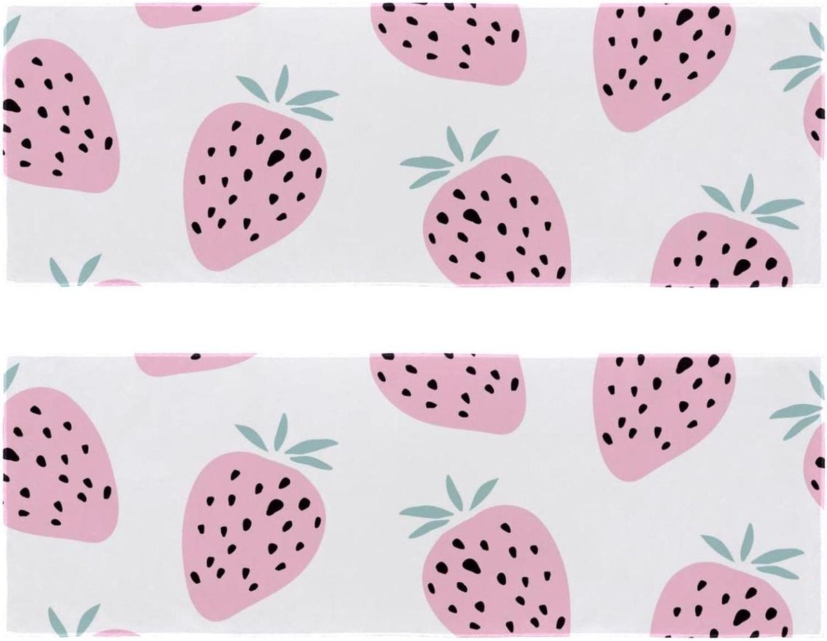 Sport Handdoek - Sneldrogende Reishanddoek - Zweet Absorberen - Ultra Zacht Compact - 29.5 x 81.5cm - Roze Aardbei