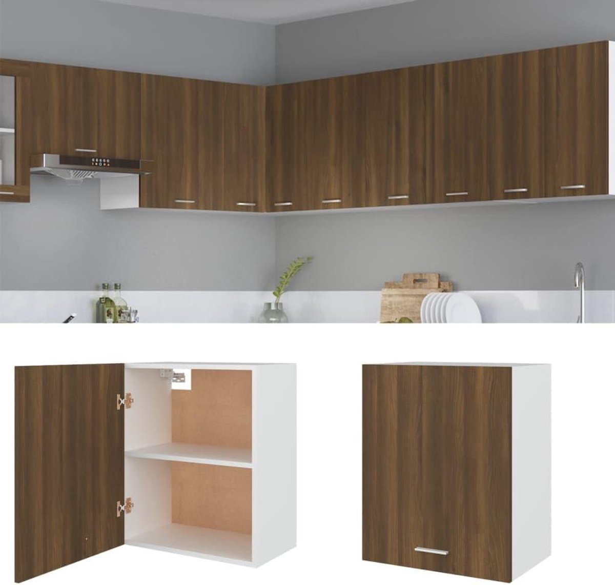 Keukenkast Onderkast - Voorraadkast Hangkast - Keuken Organiseren - Houtmateriaal Vochtbestendig - 50 x 31 x 60 cm - Bruin Eiken