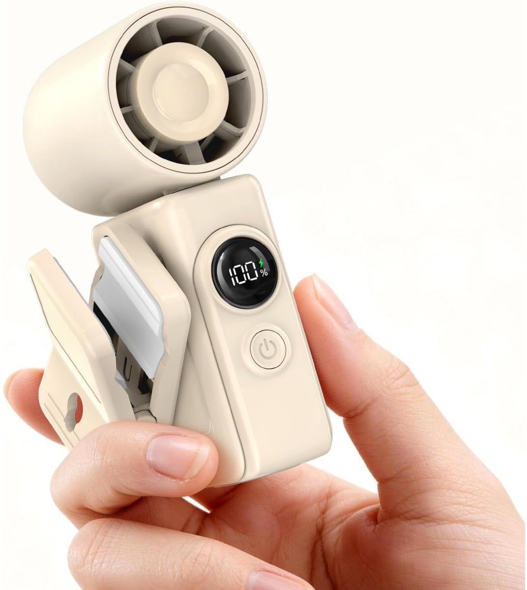 Mini Ventilator met Clip - USB Oplaadbare Handventilator - 4 Snelheden - 2400mAh Accu - Compact - Voor Bureau, Kinderwagen en Reizen - 9,8 x 5,5 x 5,2 cm