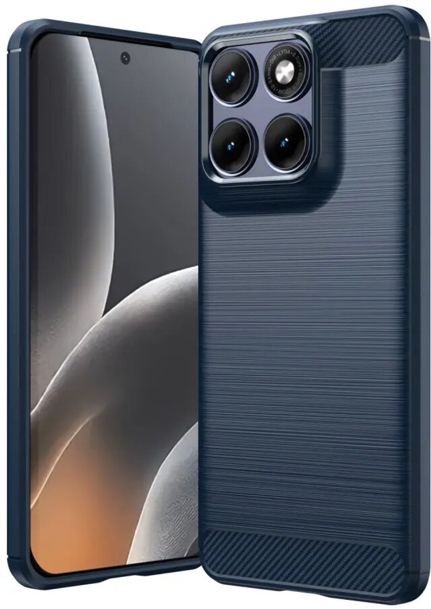 Geborsteld TPU Hoesje Geschikt voor Motorola Edge 70 Fusion - Beschermhoes - Back Cover - Case Flexibel TPU - Stijlvol Carbon - Dun - Zwart