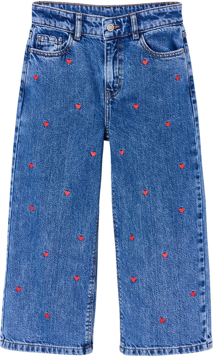 Vertbaudet Wijde jeans voor meisjes Susan geborduurd
