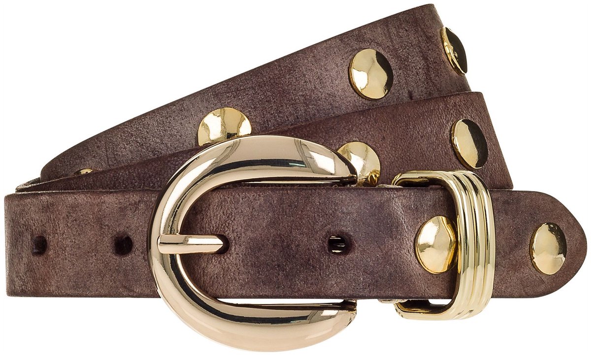 b.belt Studded belt Leder - Dames - 80 cm - dark brown
