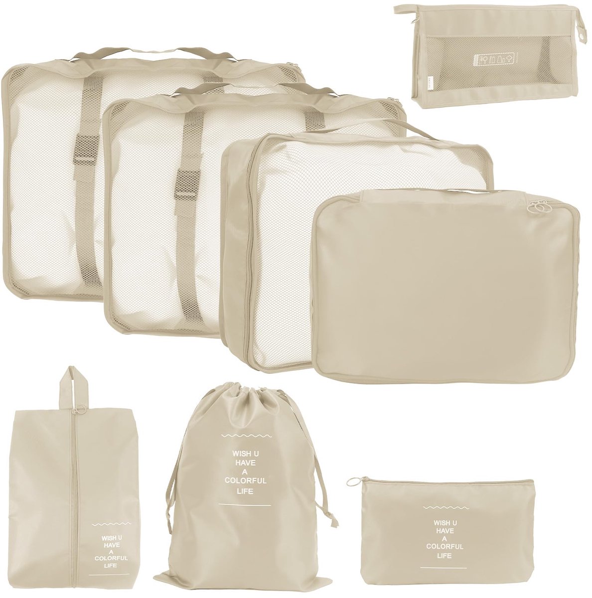 kofferorganizertassen 8 stuks - waterdichte nylon kubussen - voor kleding, schoenen en cosmetica - SnelShoppen
