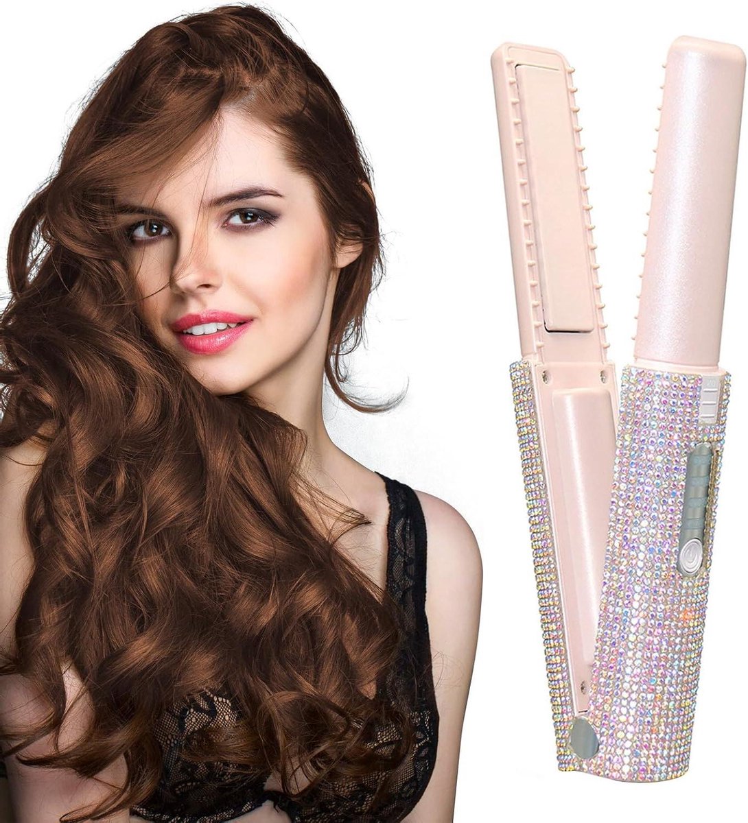 Draadloze Stijltang - Krultang Reismodel - Haar Stylen Onderweg - Keramische Coating - 23.5 cm - Zwart