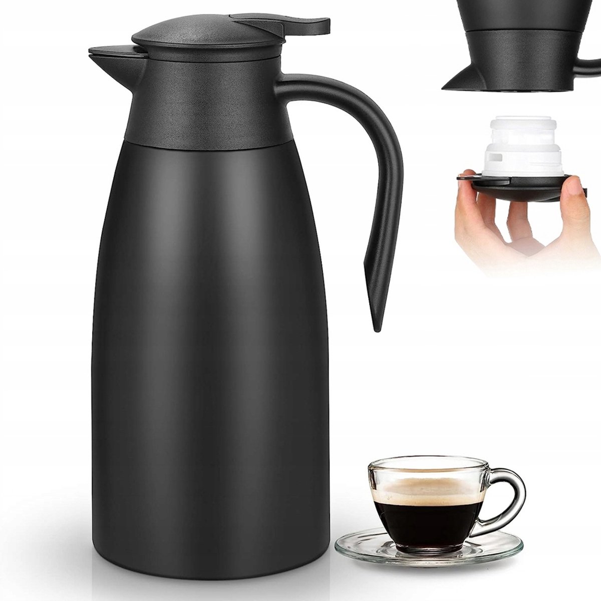 RVS Thermoskan 2L voor Koffie & Thee - Dubbelwandig Geïsoleerd