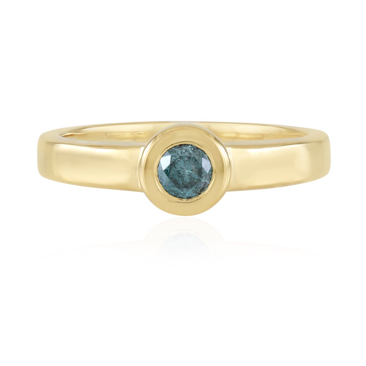 Cavill - Verfijnde Zilveren Ring met 0,225 ct Blauwe I2 Diamant - 925 Sterling Zilver Verguld - Ronde Briljant Bezel Zetting - Luxe Sieraden