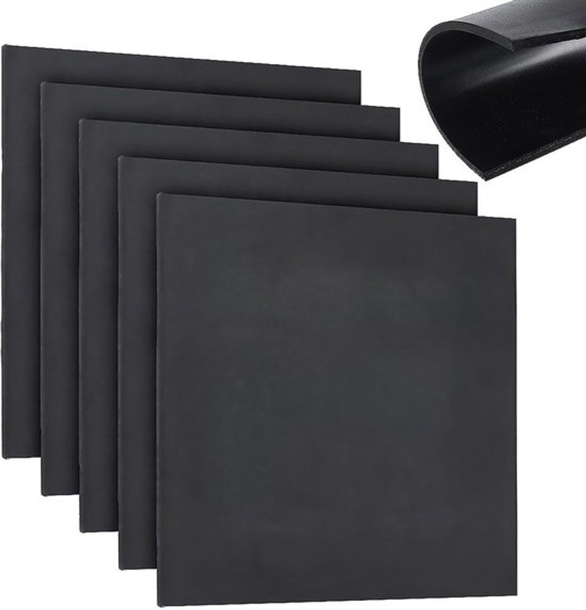 Rubberen Vellen 1/4 Inch Dik - 8x8 Inch - Massief Rubber - Neopreen Crashdempingspad - Afdichting - Trillingsdemping - Duurzaam Materiaal - Rubbermat