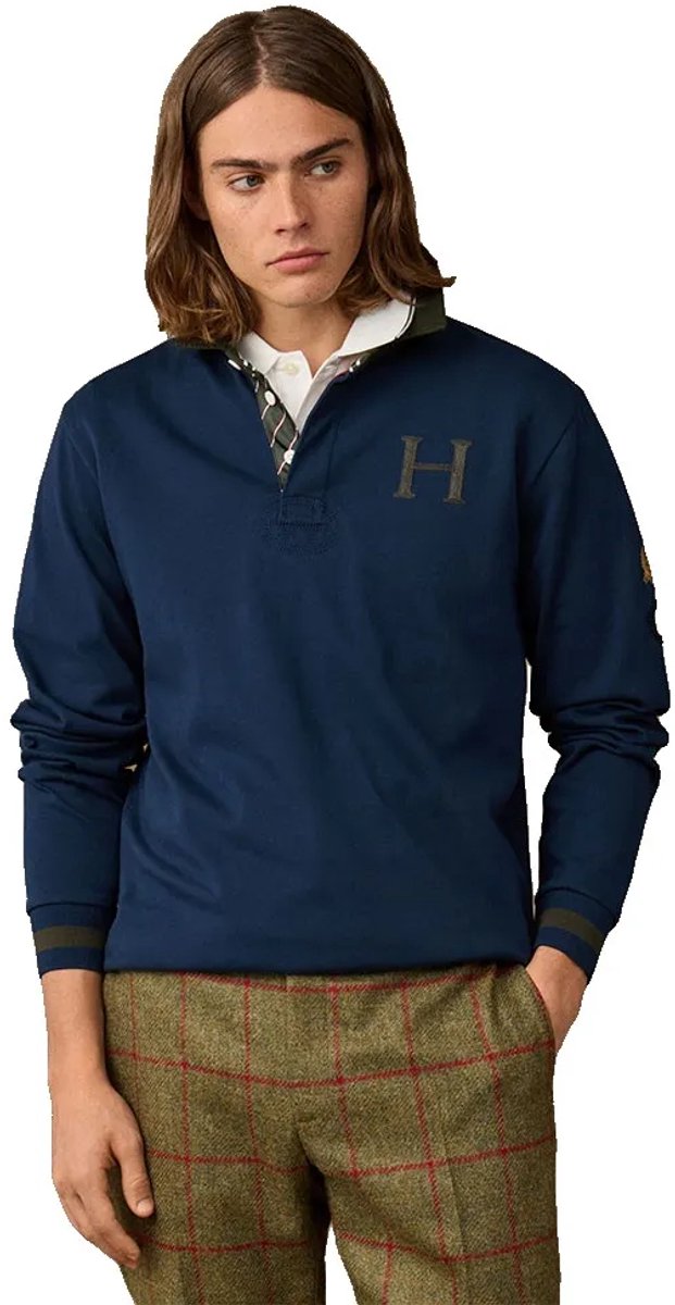 Hackett Hm5700026 Lange Mouw Poloshirt Blauw XL Man