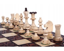 Houten Schaakset Junior 42x42 cm - Uniek Versierd, Verzwaard
