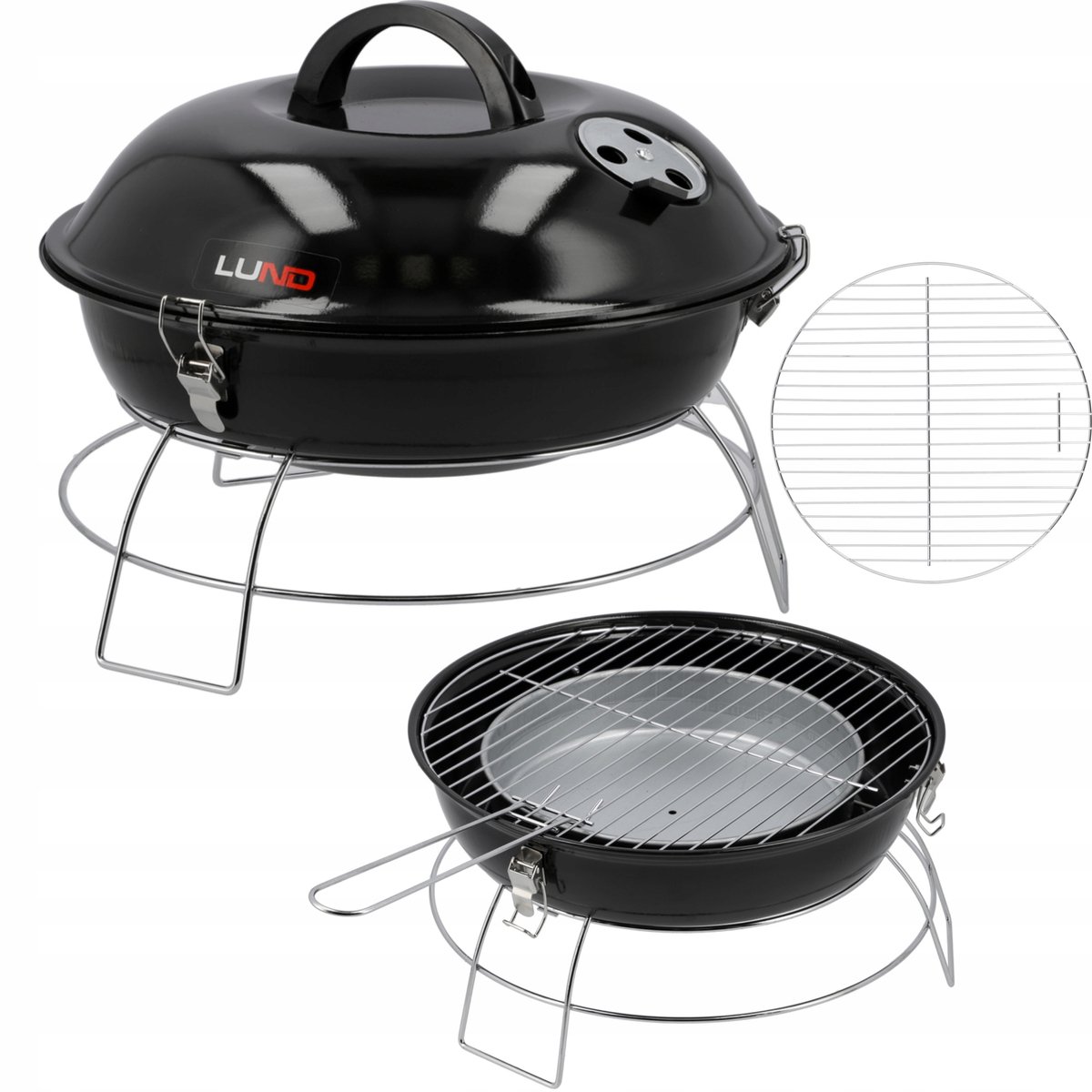 Lund Draagbare Koolgrill met Deksel, 36cm