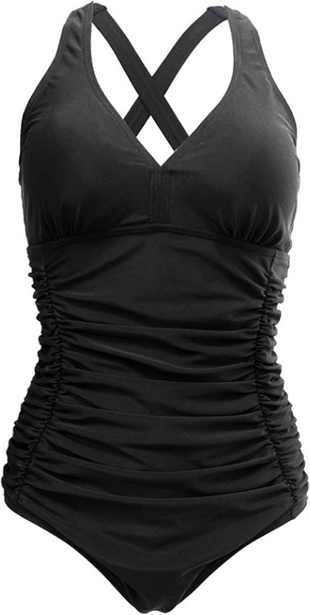 Badpak voor dames, V-hals, eendelig, push-up, badmode, zwempak, hoge taille, badpak voor dames, buikweg