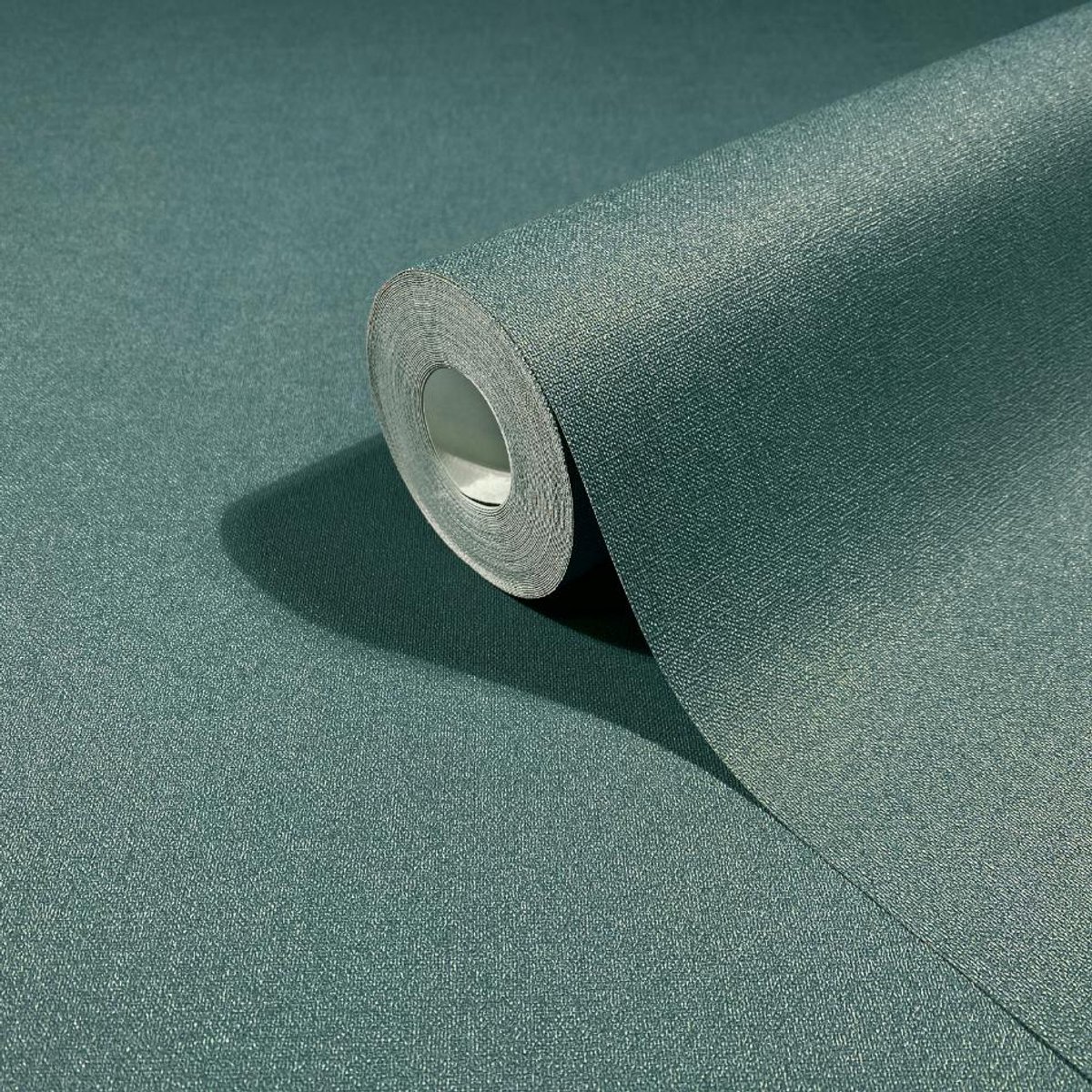 Behang - Linnenlook - Petrol Blauw Groen - Effen Behang - Minimalistisch - Vliesbehang - Woonkamer Slaapkamer – Uni - 0,53 x 10,05 M - Whisper