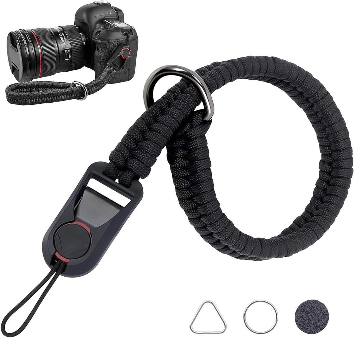 Camera polsband - Verstelbare lus - Veilig meenemen - Snelsluiting systeem - 12.5 cm pakket - Zwart