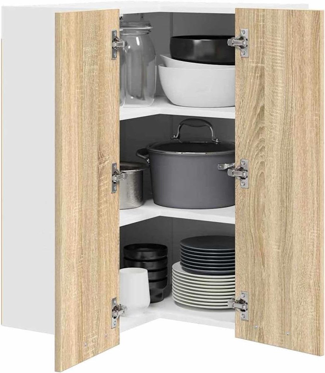 Hangkast Keuken - Opbergkast Utility - Keuken Organiseren - Modern Design - 57 x 80 cm - Sonoma Eiken Wit