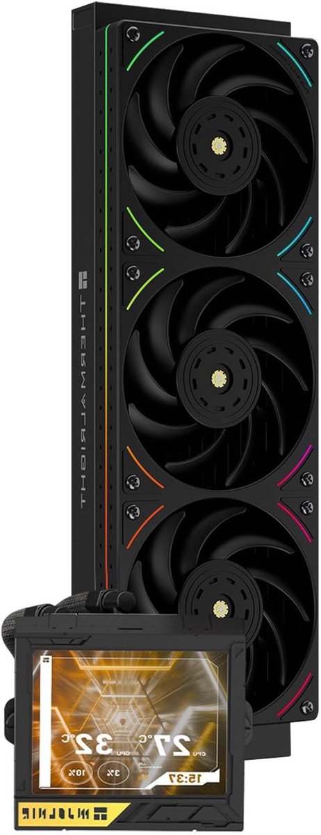 CPU Waterkoeler - Vloeistofkoeler AIO - Computer Koelen - 3.5 Inch LCD Scherm - 360mm Radiator - Zwart