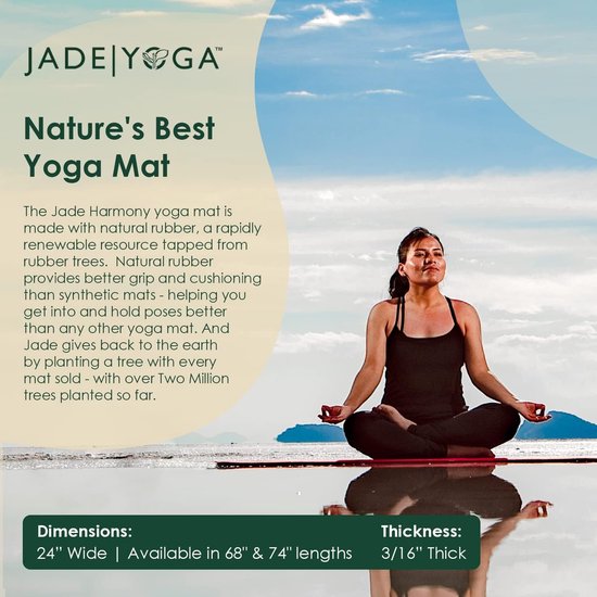 Yogamat - Fitness mat - Yoga oefenen - Natuurlijk rubber - 173 x 61 cm - Jade Groen van Yogamat — afbeelding 5