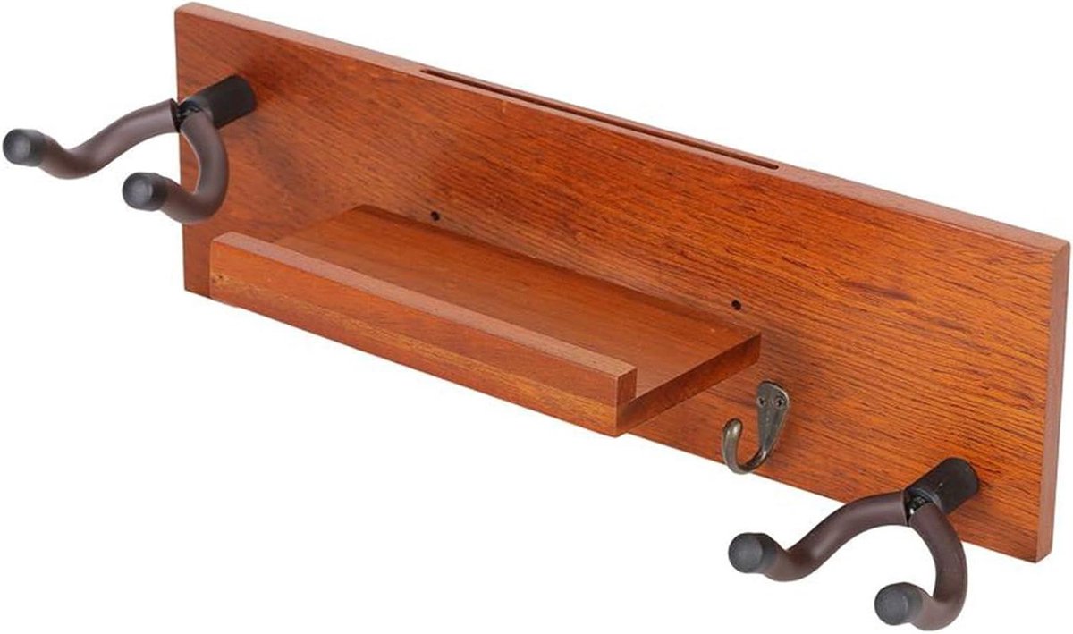 Gitaar Wandbeugel - Gitaarhanger Hout - Muziekopslag - Stevige Houtconstructie - 16 x 6 x 16 cm - Bruin