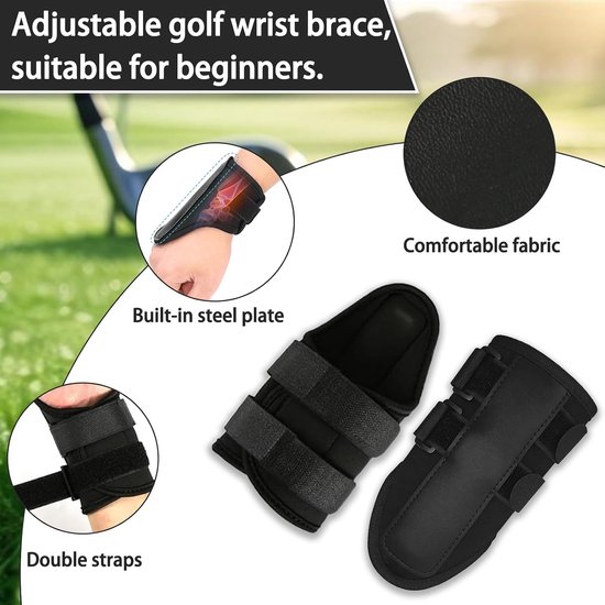 2 stuks- Golf polssteun - Golf polstrainer - Verstelbare polstrainer - Dubbele banden - Zwart - 24*15,5 cm - Geschikt voor links- en rechtshandigen - Corrigeert eenvoudig de swinghouding, een oefenhulpmiddel voor beginners — afbeelding 3