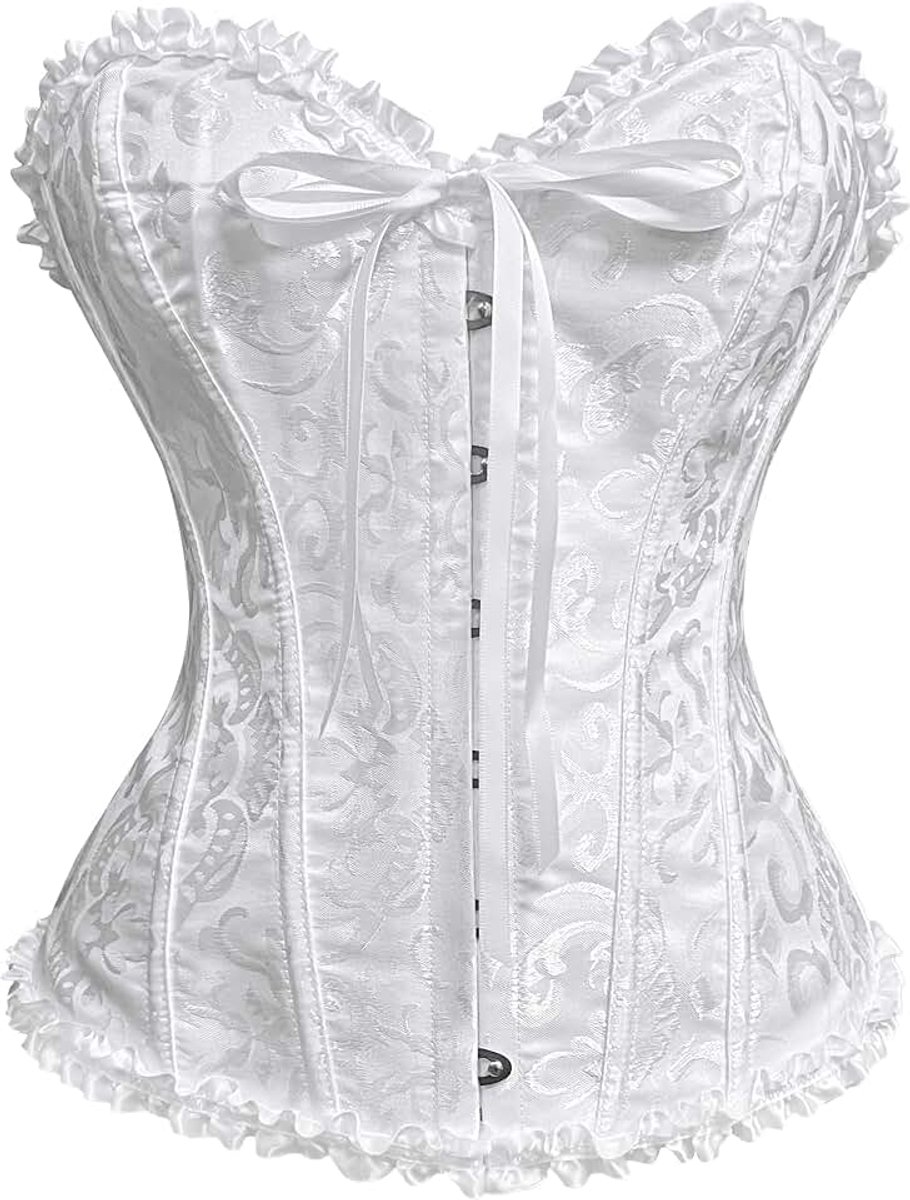 Korset voor dames, volledige borst, korset, bovenstuk, gothic, vintage, satijn, gebonden, bustier, korset, top voor Halloween en carnaval, S-4XL