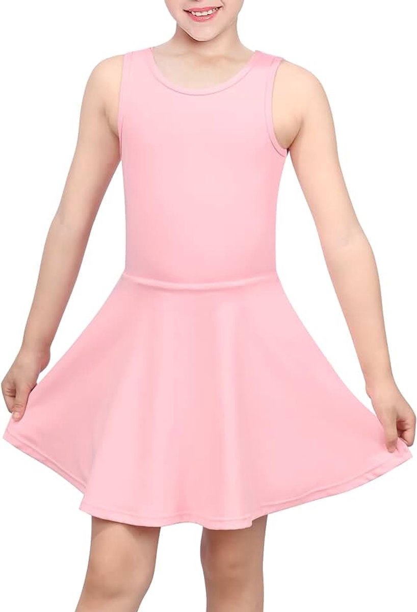Tennisjurk Open Rug Strik Mouwloos Kinderen Golf School Sportjurk Outfit met Shorts en Zakken