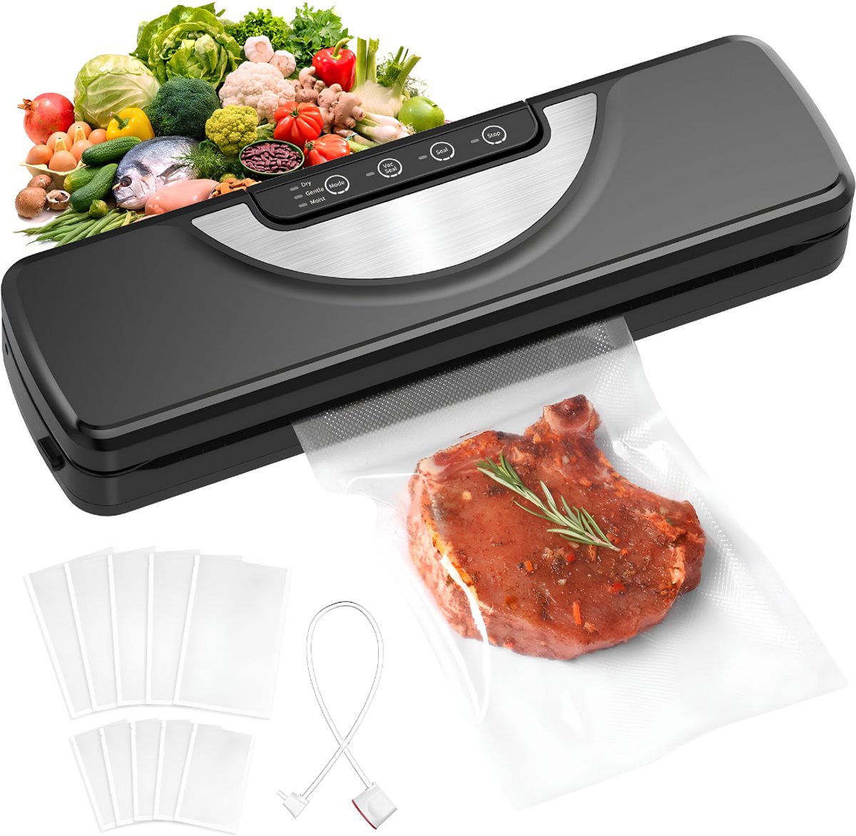 LNMsolutions® Vacumeermachine - Vacuummachines - Vacuüm Sealer - Zwart - 11cm x 40cm x 15cm