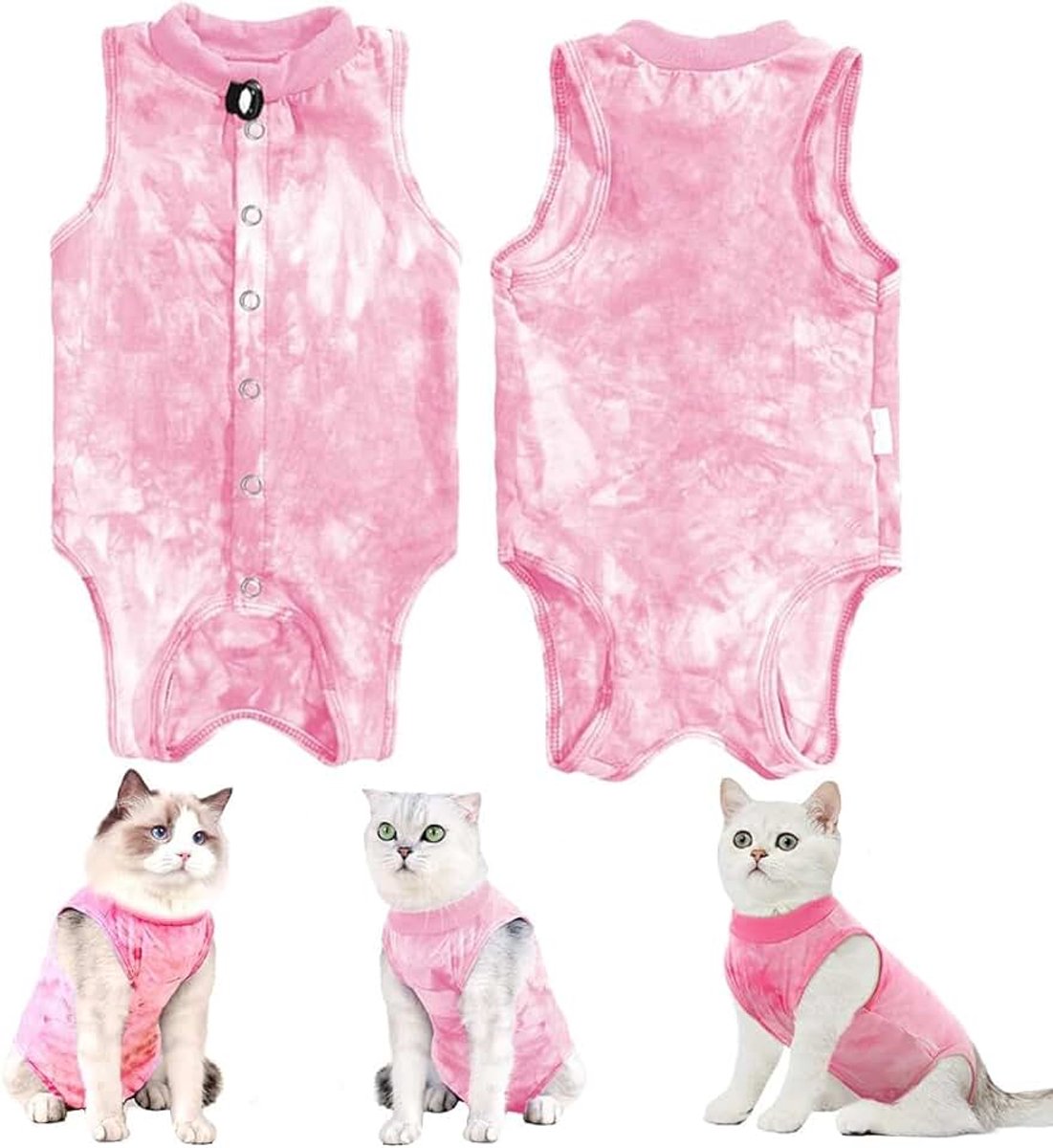 Kat herstelpak kattenlichaam pak voor dokter spatie chirurgische kattenpakken lichaam post chirurgie kat herstelpak kleding, Roze camouflage (M)