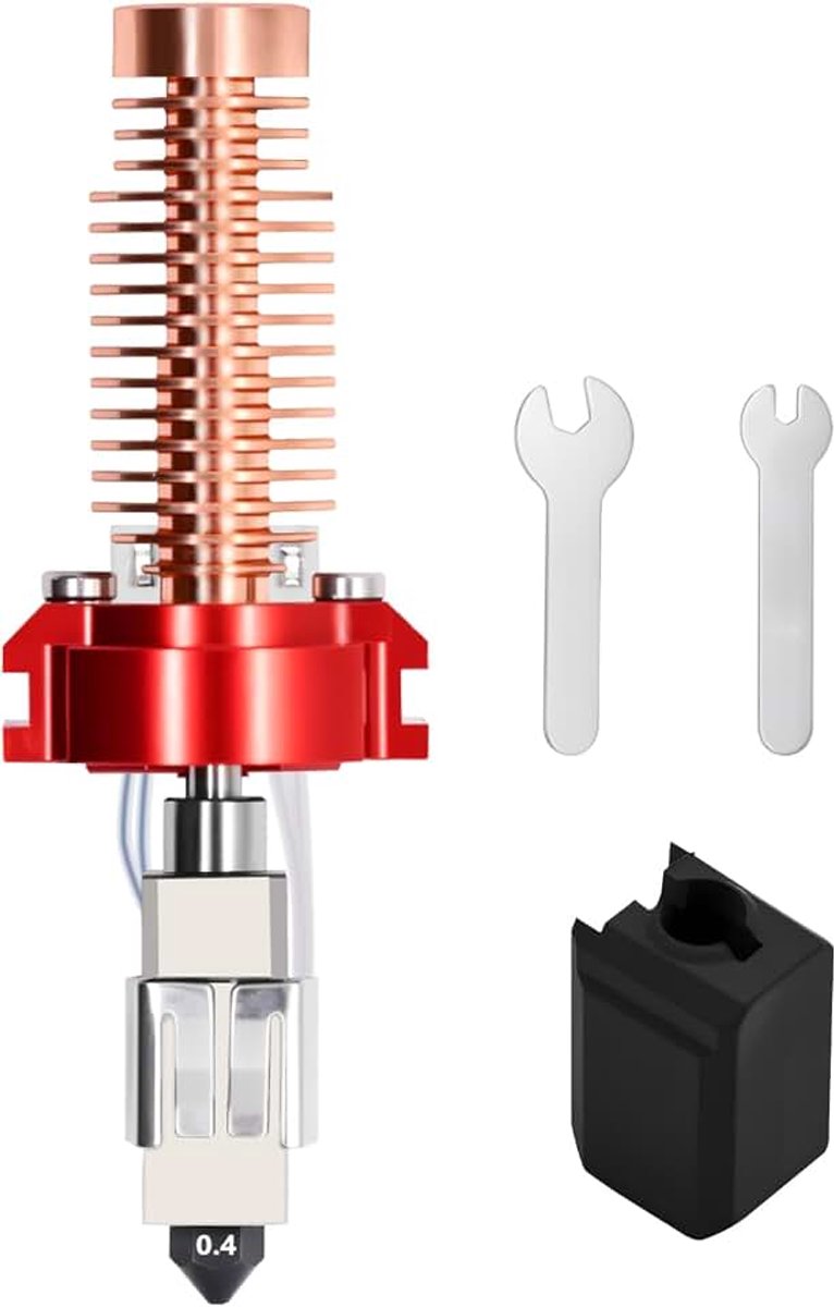 Naar versie 2.0: AD5M-hotend, 0,4 mm mondstuk van gehard staal, hotend met keramisch verwarmingselement en thermistor koellichaam, snel verwisselbare hotend voor Adventurer 5M 3D-printer